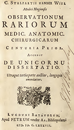Figure 3: Title page of Stalpart van der Wiel’s Observationum Rariorum (Latin edition of 1687).