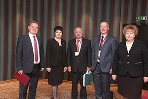 (From left) Prof. Alexey V. Silin, vice rector for Research and Innovations, North-Western State Medical University; Prof. Alla B. Guekht, Scientific and Practical Centre of Neuropsychiatry, named after Z.P. Solovyov; Raad Shakir, MD, WFN president; Prof. Sergey V. Lobzin, Northwestern State Medical University; and Olga A.Kasantseva, vice governor of Saint Petersburg.
