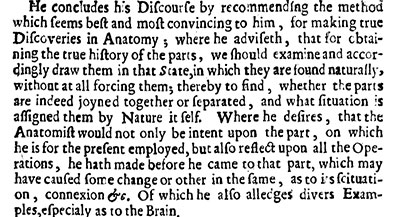 Section from the review of Steno's Discours in Transactions of the Royal Society (September 20, 1669).
